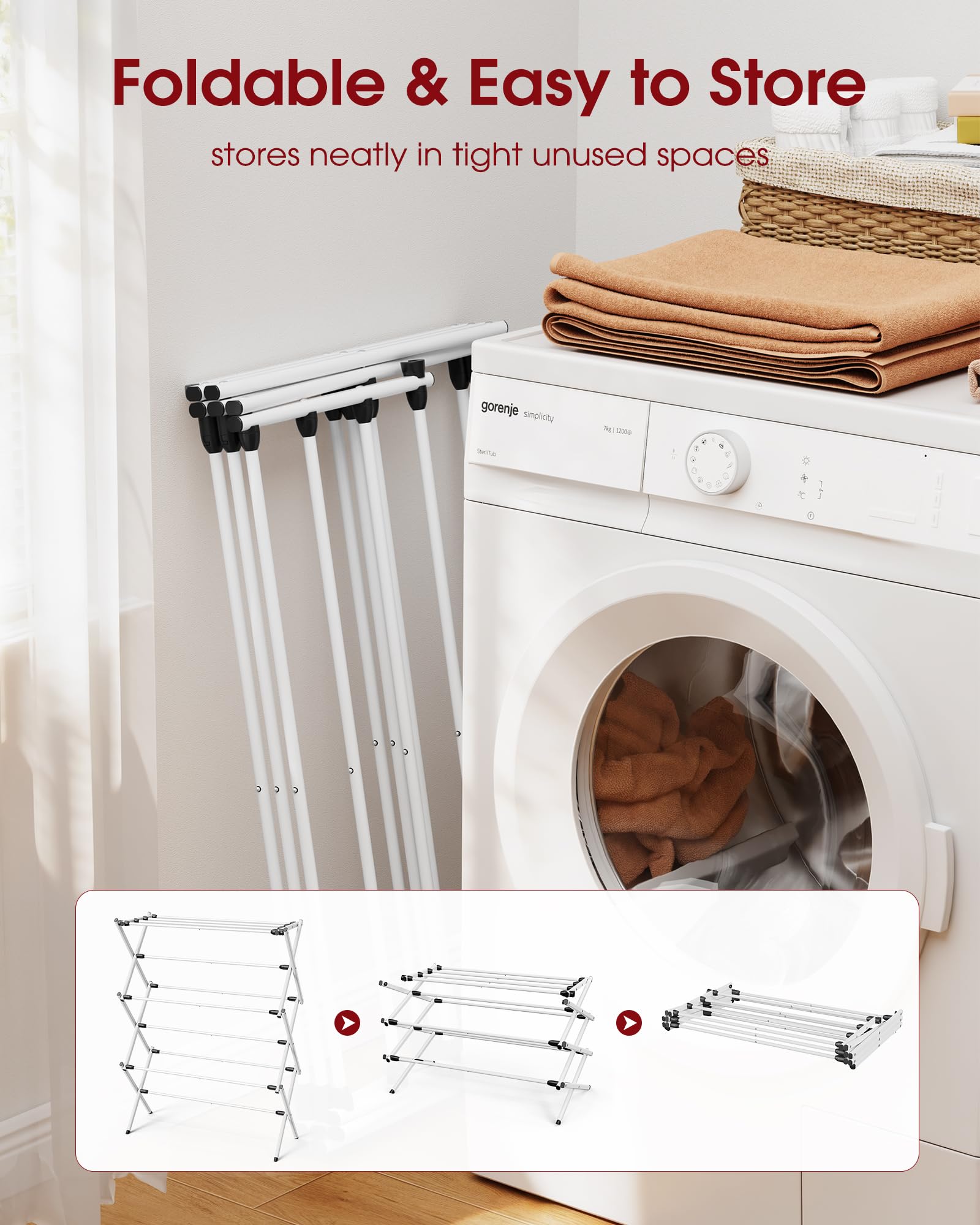 Sakugi foldable drying rack lower zone neatly drying socks and small items