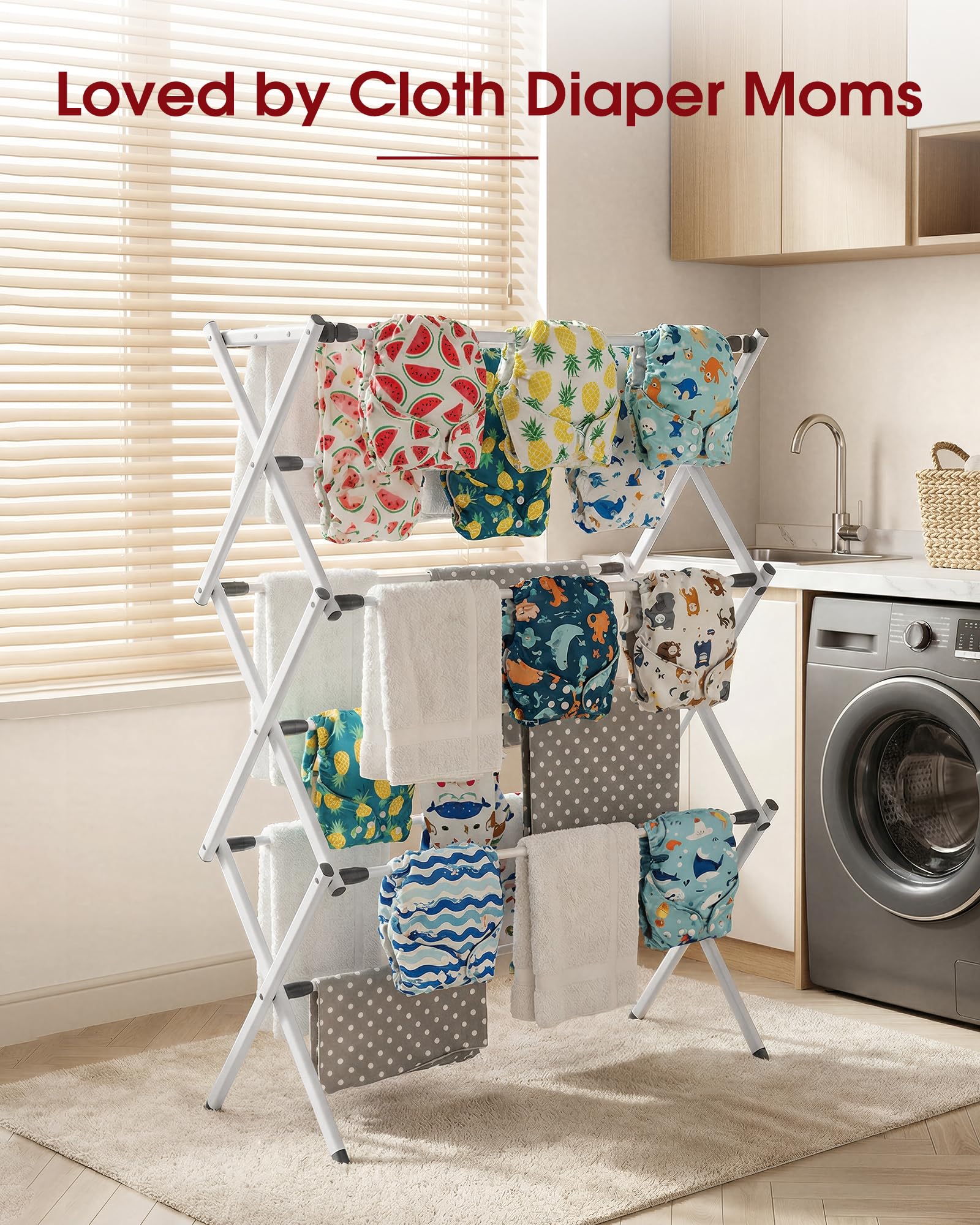 Sakugi foldable drying rack rust-resistant metal suitable for outdoor use