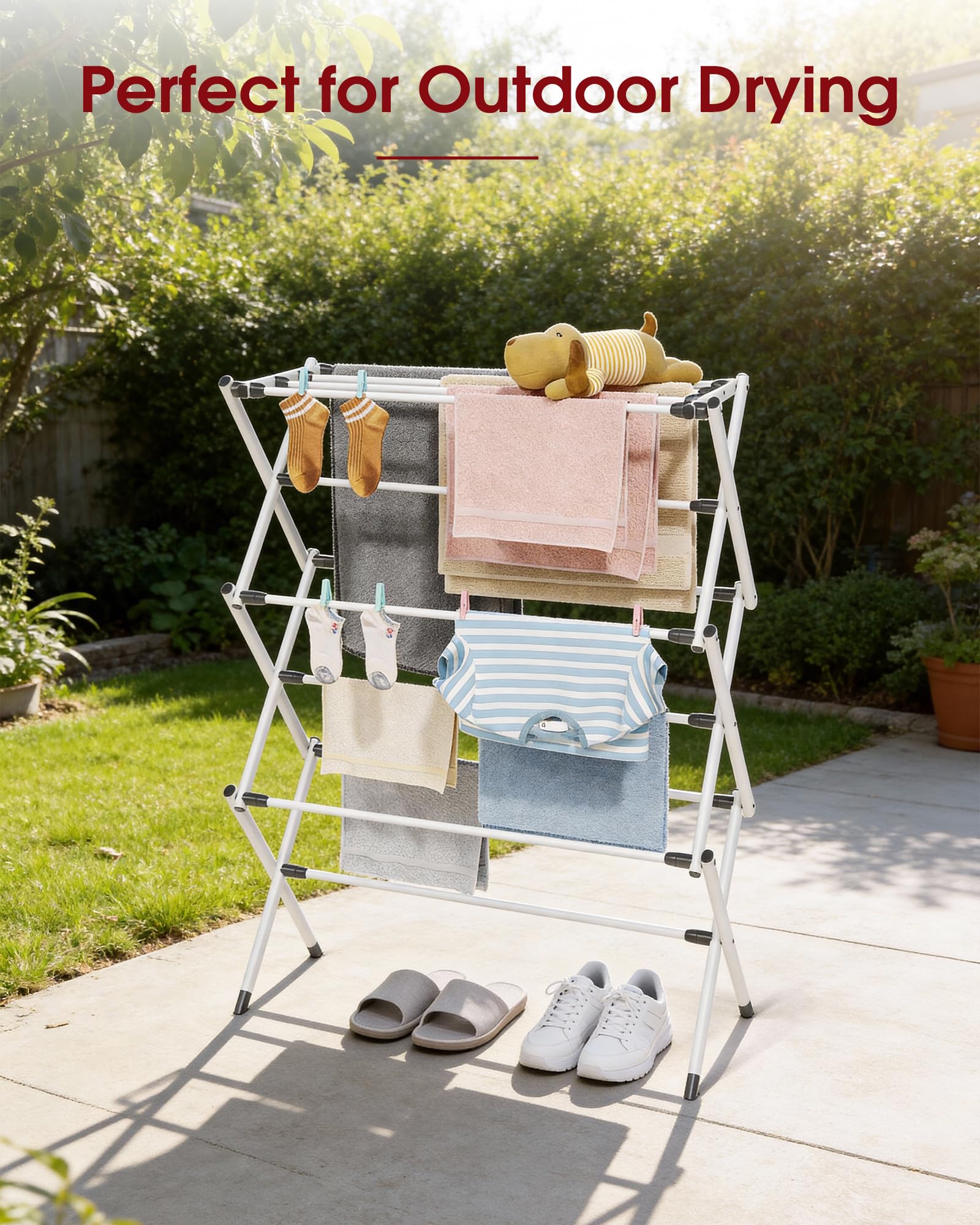 Sakugi foldable drying rack portable design easy to move between spaces
