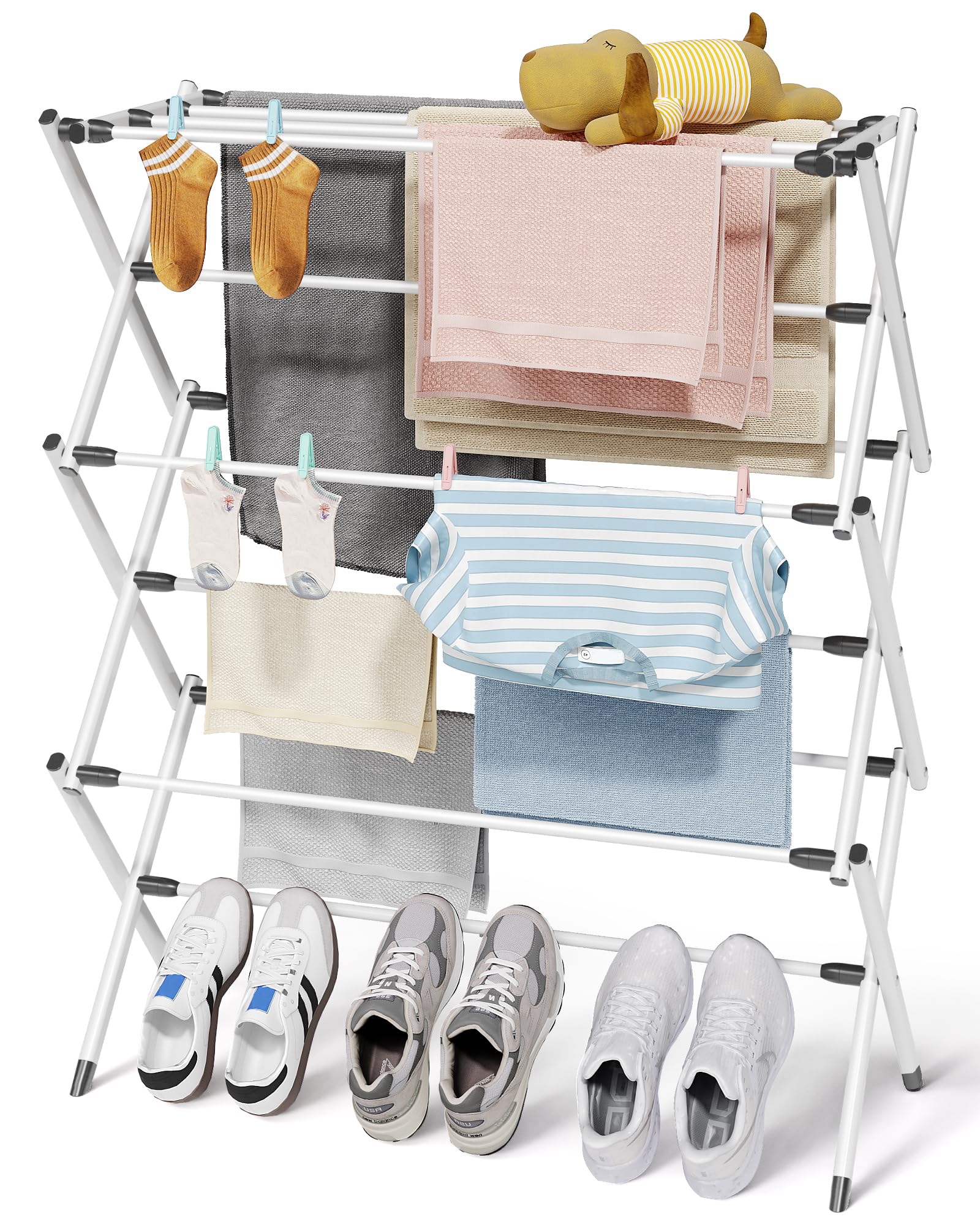 Sakugi foldable drying rack top area drying pillows and plush items efficiently