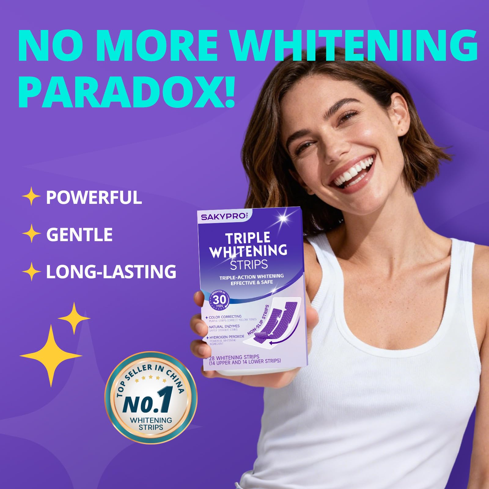 SAKYPRORAL seven-day deep whitening progress with peroxide