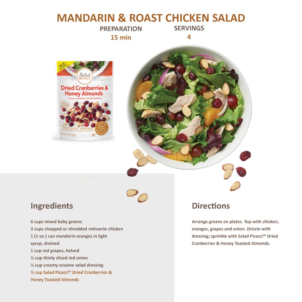 Salad Pizazz! topping sprinkled on greens for a sweet-tart flavor boost