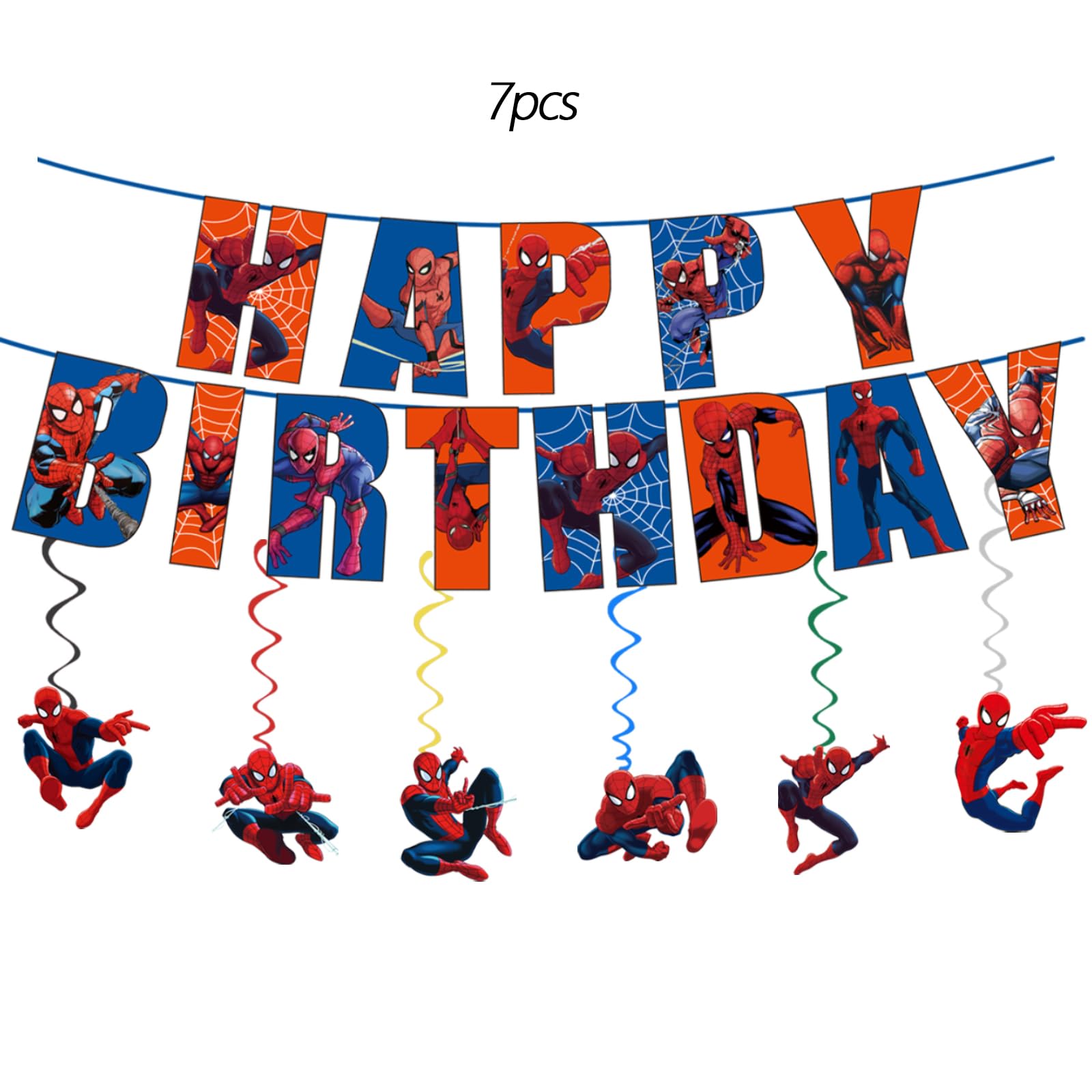 Saleix hanging swirls with Spidey motifs add motion above the party