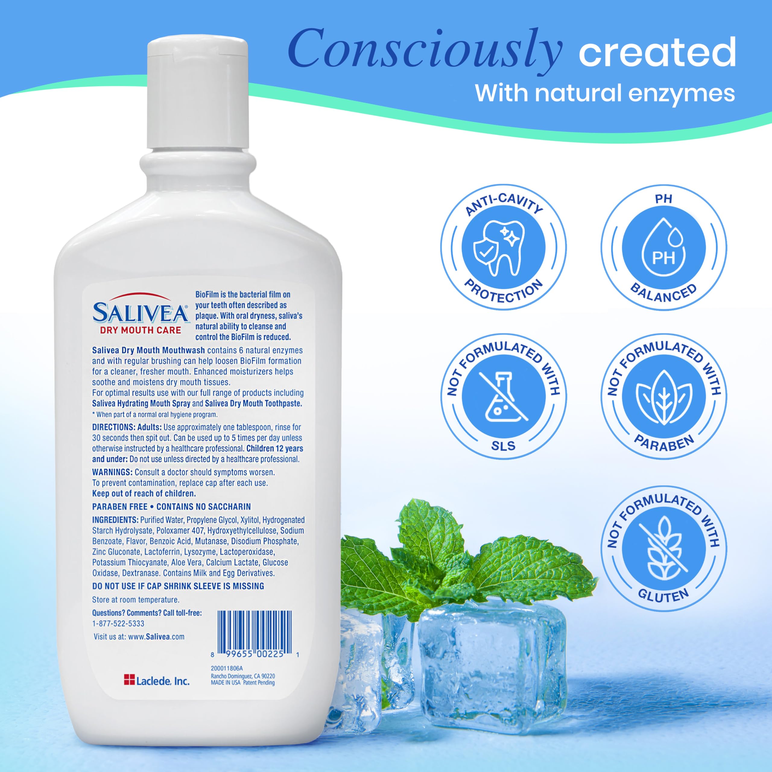 Salivea Dry Mouth Mouthwash gentle formula suits sensitive mouths.