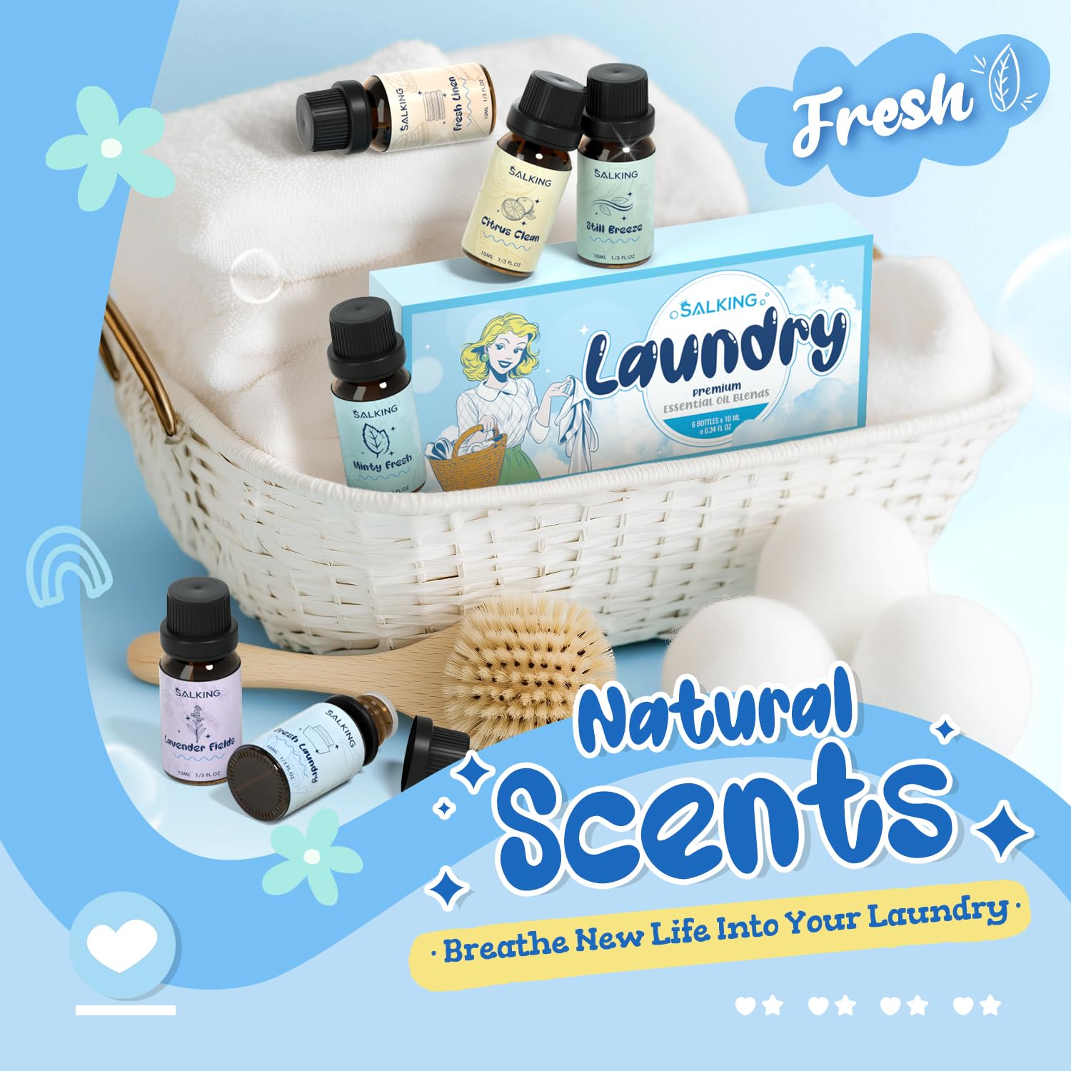 SALKING Fresh Laundry fragrance oil for crisp fabric scent and home freshness.