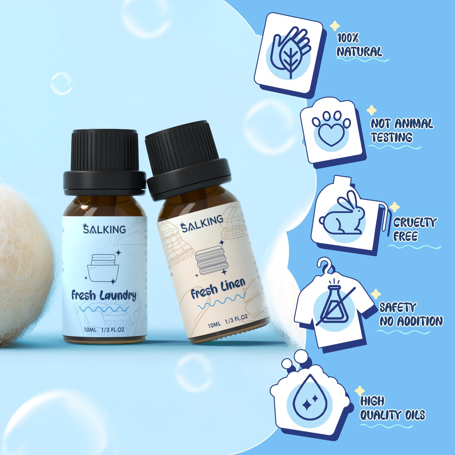 SALKING Still Breeze fragrance oil freshens rooms and laundry zones.