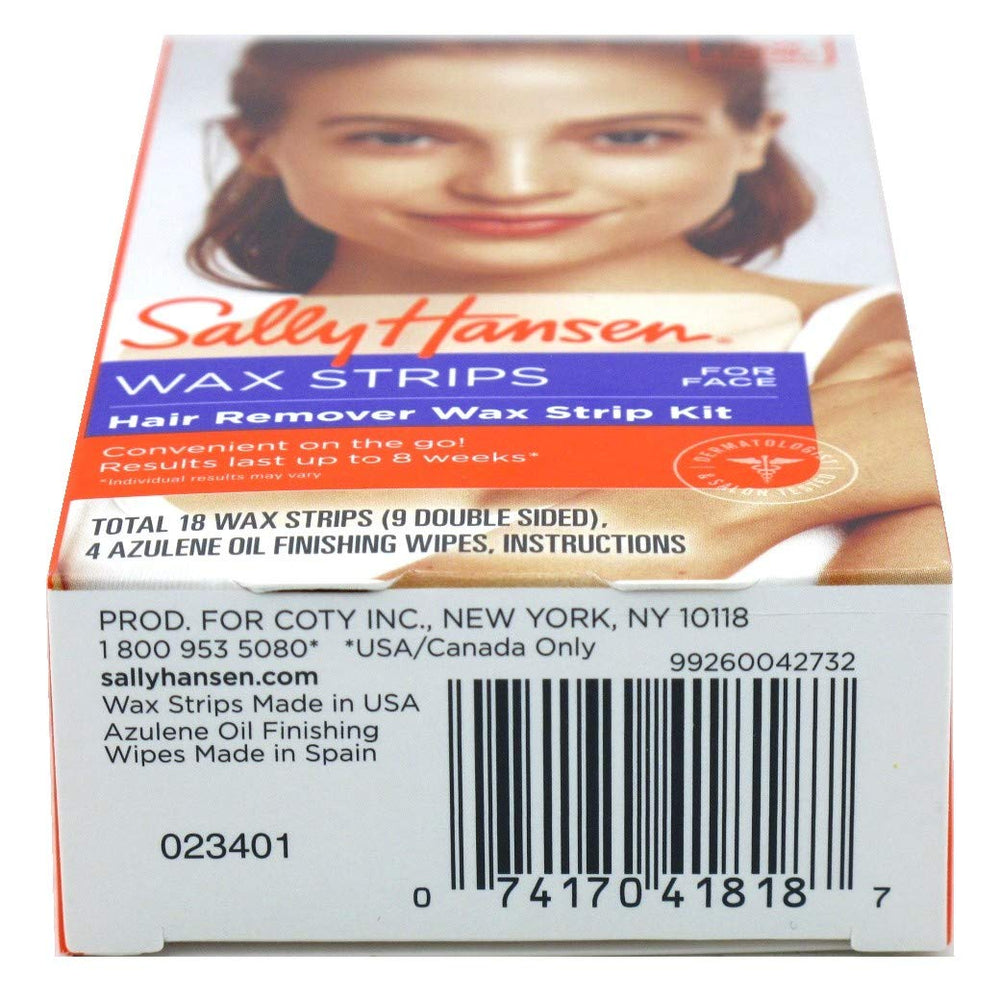 Sally Hansen face wax strips pre-cut, designed for easy use on facial contours