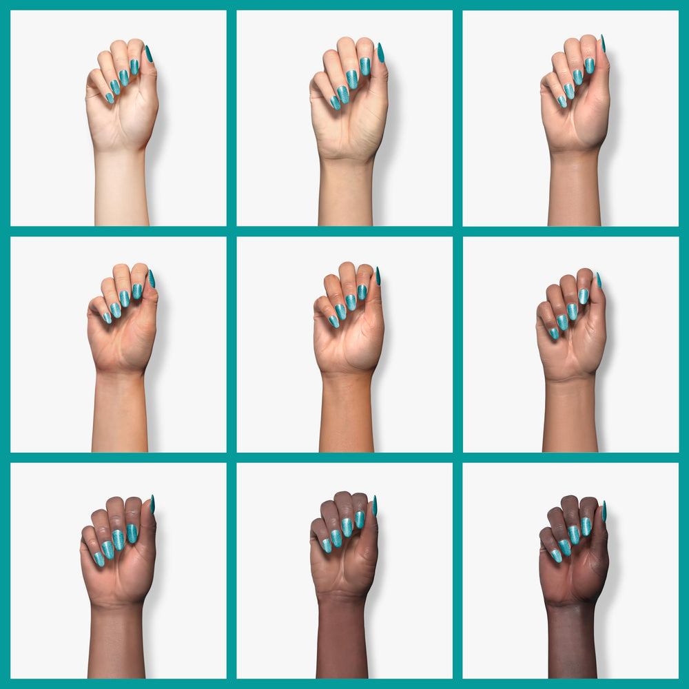 Sally Hansen Hard as Nails Made in Jade is applied, delivering color and strength.