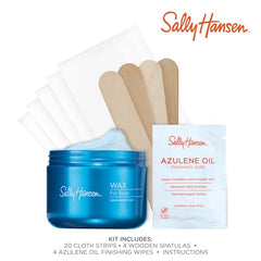Sally Hansen wax strips included for efficient removal from legs, underarms, and bikini