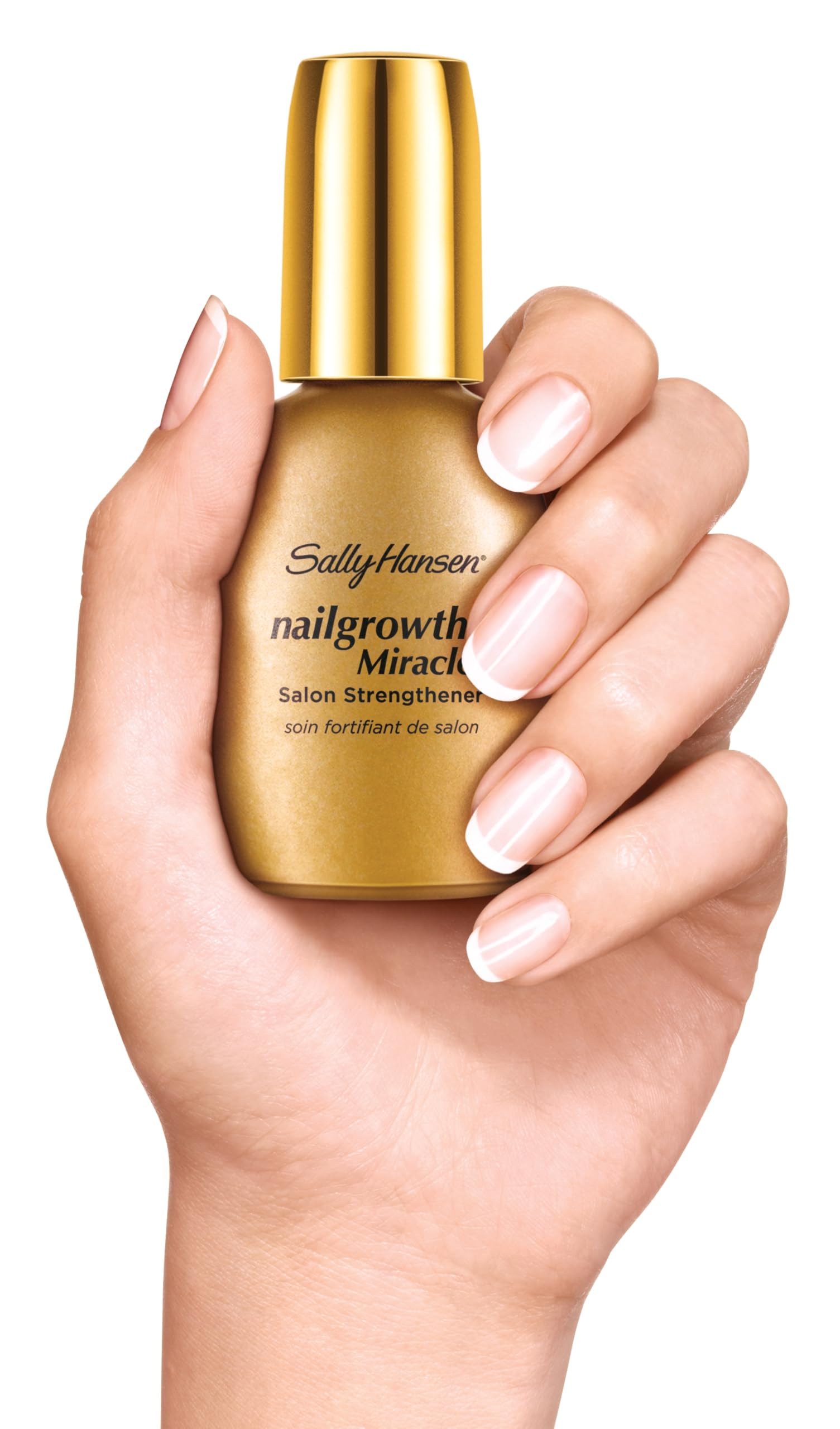 Sally Hansen Nailgrowth Miracle closeup reveals creamy texture ready for rapid absorption.