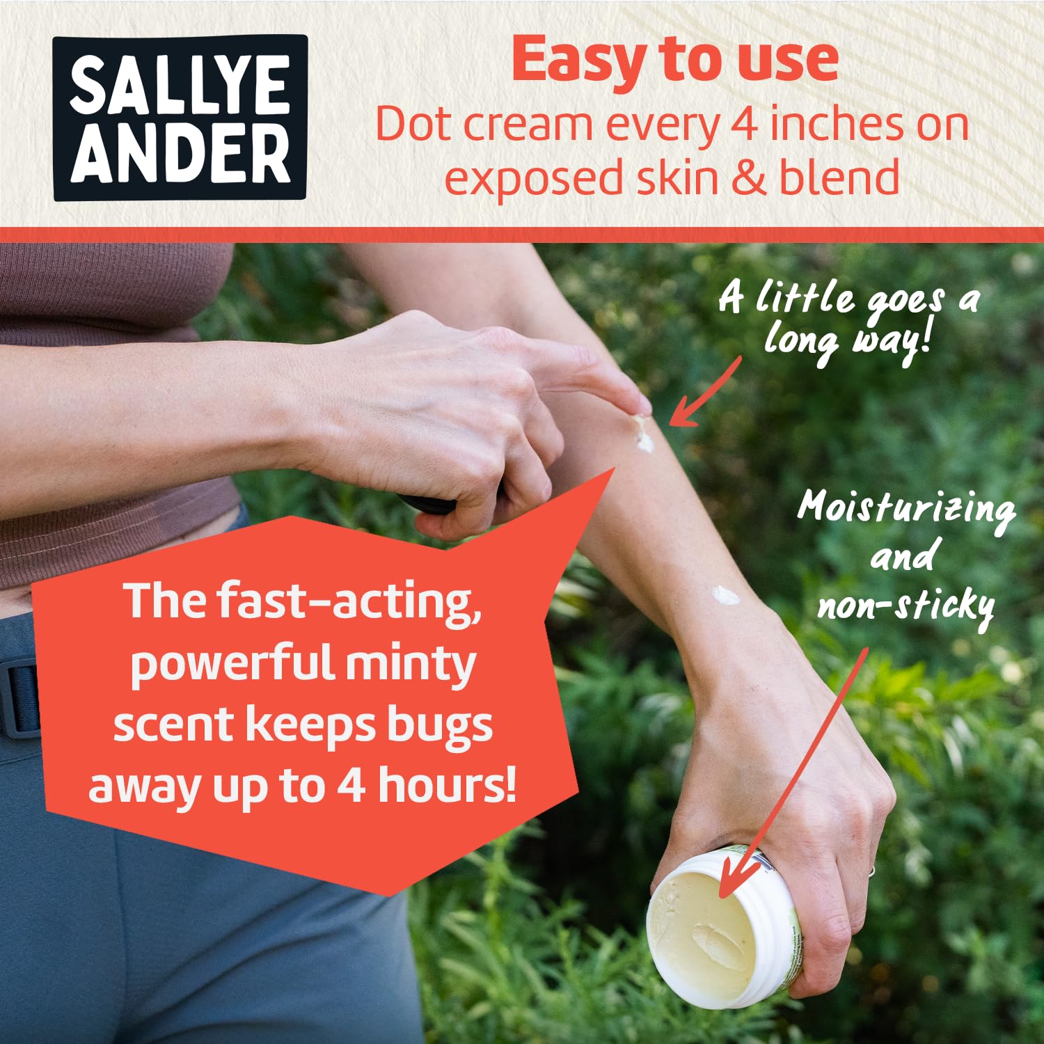Non-greasy cream absorbs quickly after application