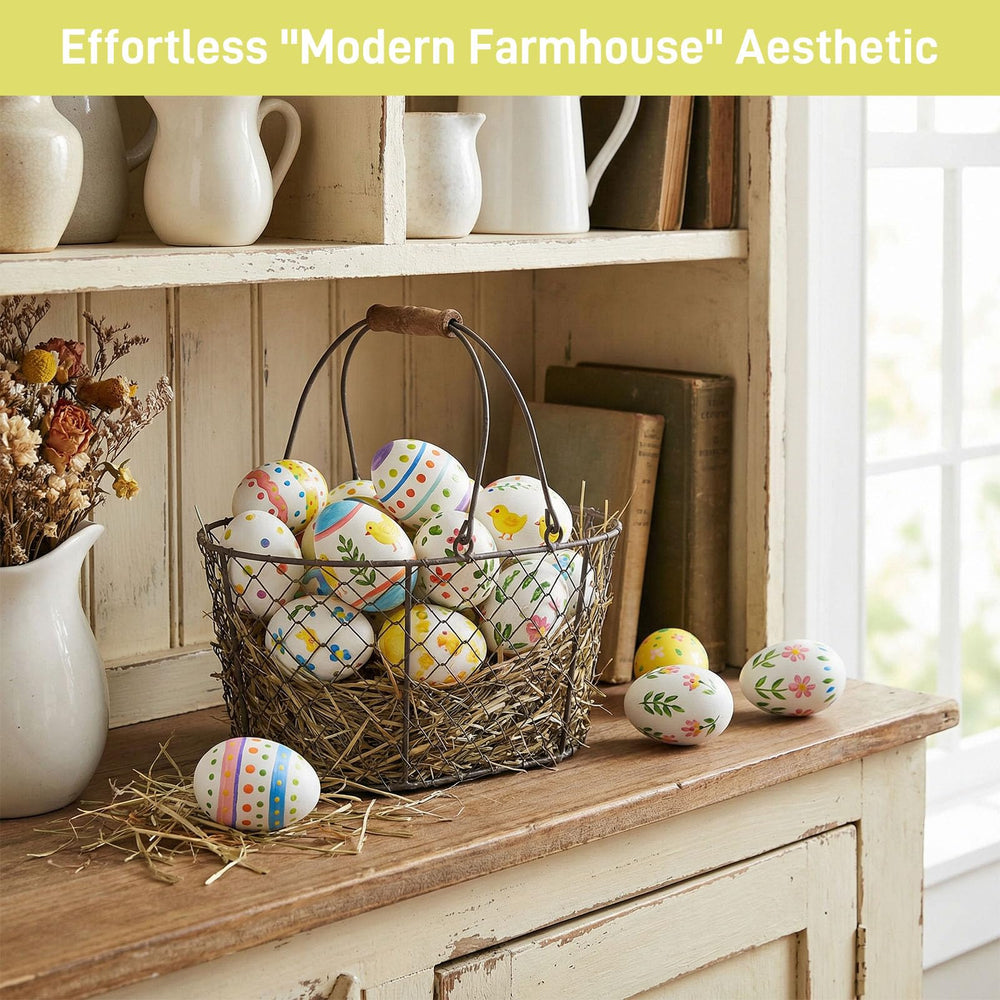 SallyFashion durable wooden eggs stay put during windy Easter hunts