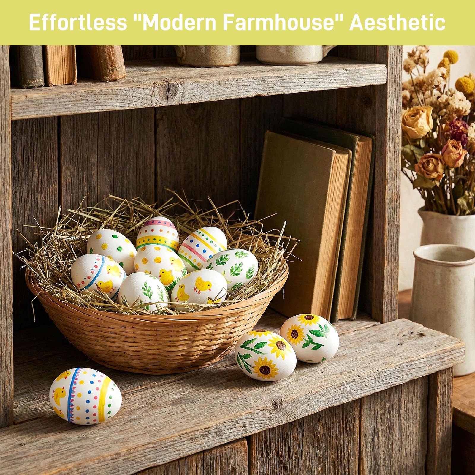 SallyFashion wooden Easter eggs for windproof egg hunts.