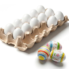 SallyFashion wooden Easter eggs with natural finish for durable, reusable Easter crafts.