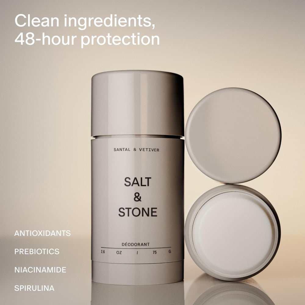 Smooth glide application of Salt & Stone deodorant on the skin.