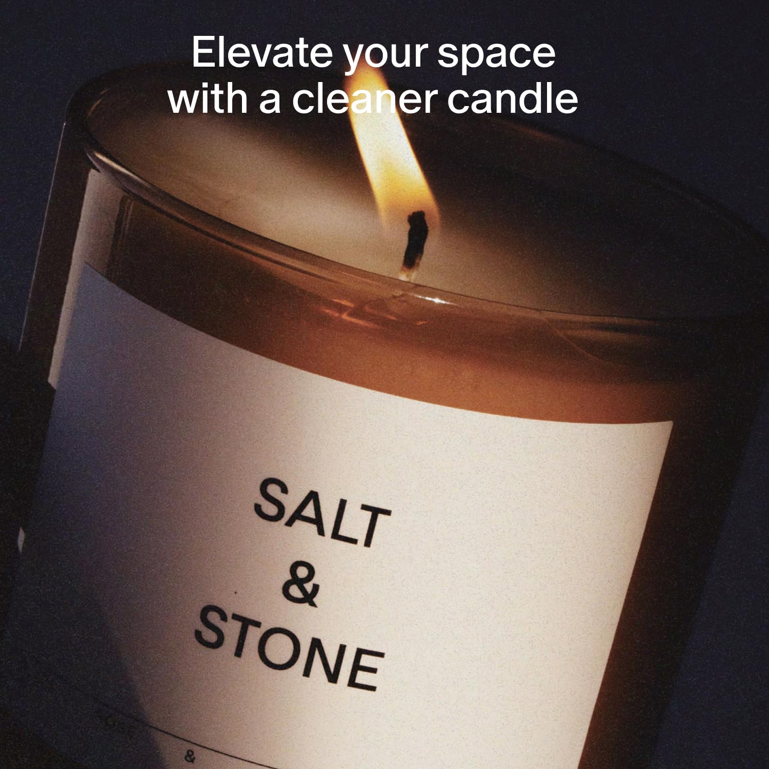 Close-up of coconut-soy wax in Salt & Stone candle for clean burn.