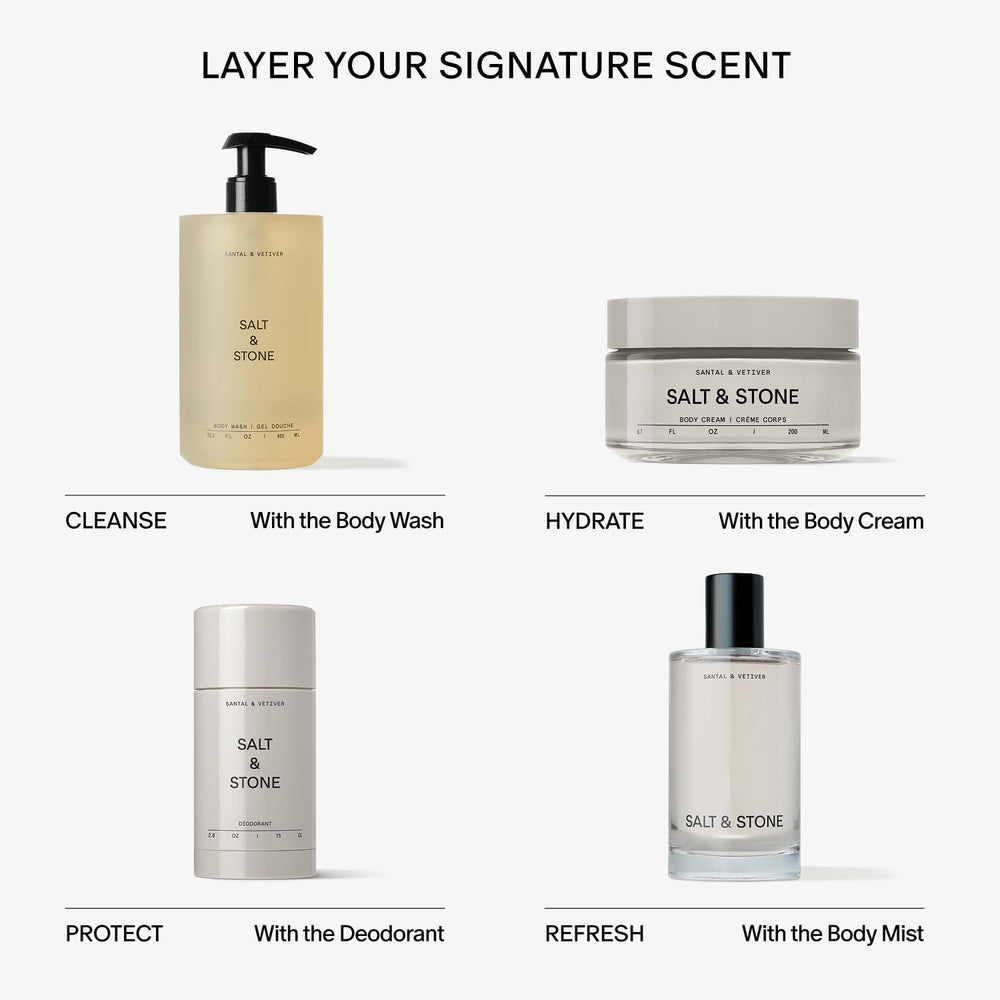 Salt & Stone Body Cream supports skin comfort with barrier-friendly formula.