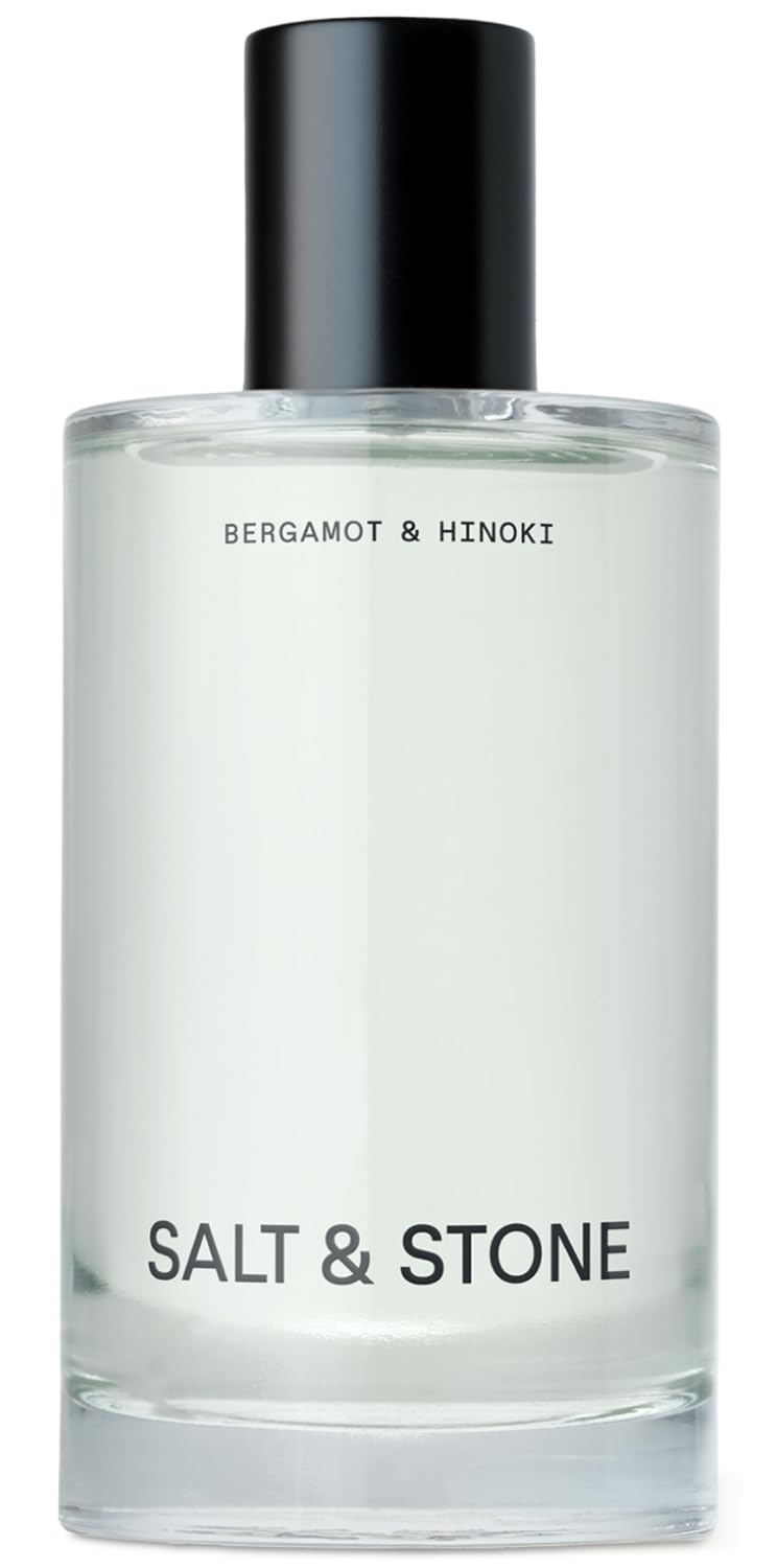 Salt & Stone bergamot hinoki body mist bottle with refreshing citrus scent.