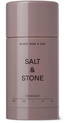 Salt & Stone aluminum free deodorant Black Rose & Oud packaging showcases premium protection.