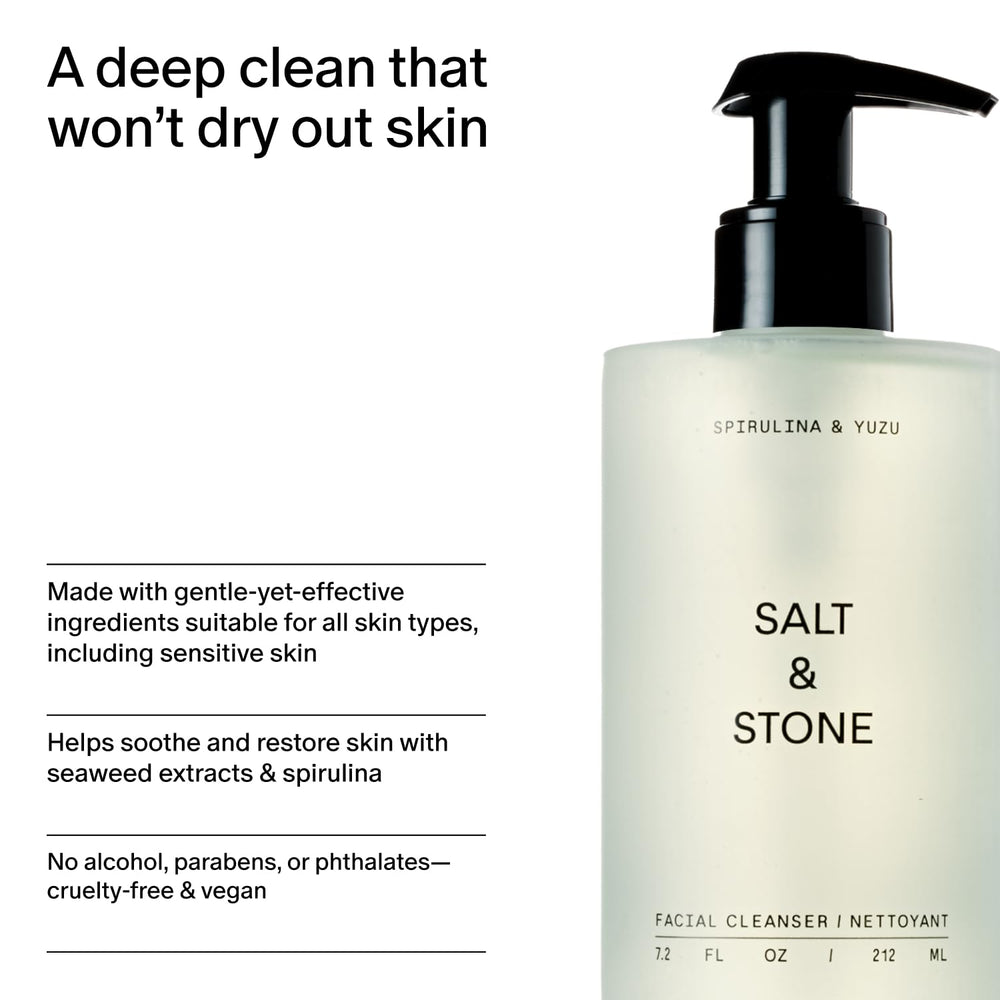 Salt & Stone ingredients spirulina-yuzu close-up for hydration boost.