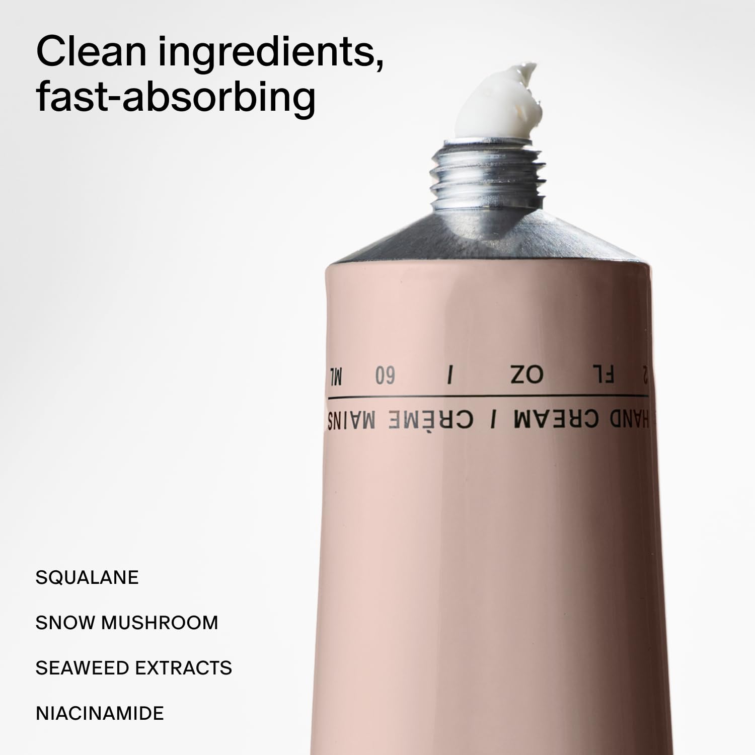 Salt & Stone hand cream application closeup—quick-absorption moisturizes without greasiness.