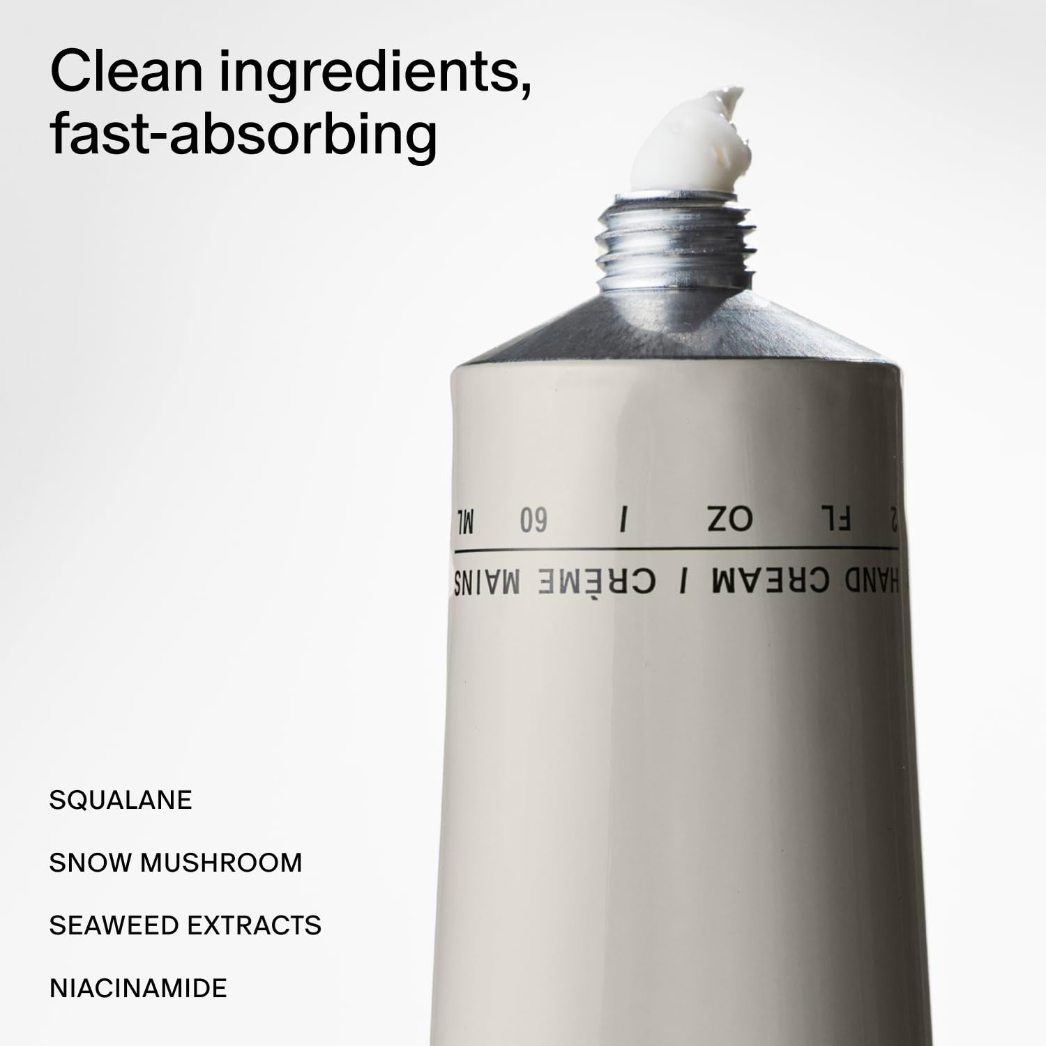 Close-up of Salt & Stone cream texture showing quick-absorbing formula.