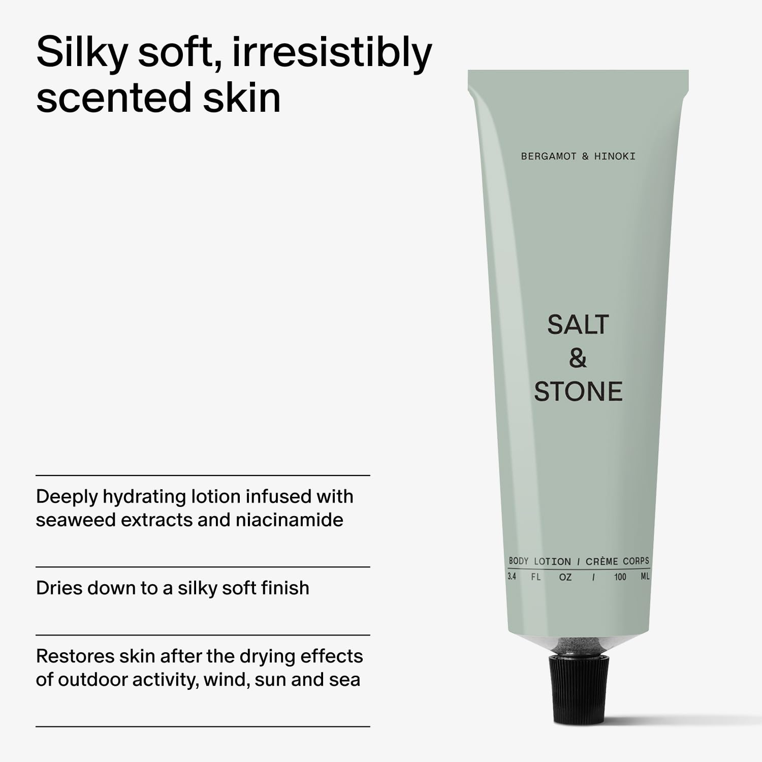 Salt & Stone bergamot hinoki scent closeup; citrus-woody aroma boosts mood.