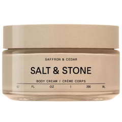 Salt & Stone Body Cream bottle with seaweed extracts for hydration.