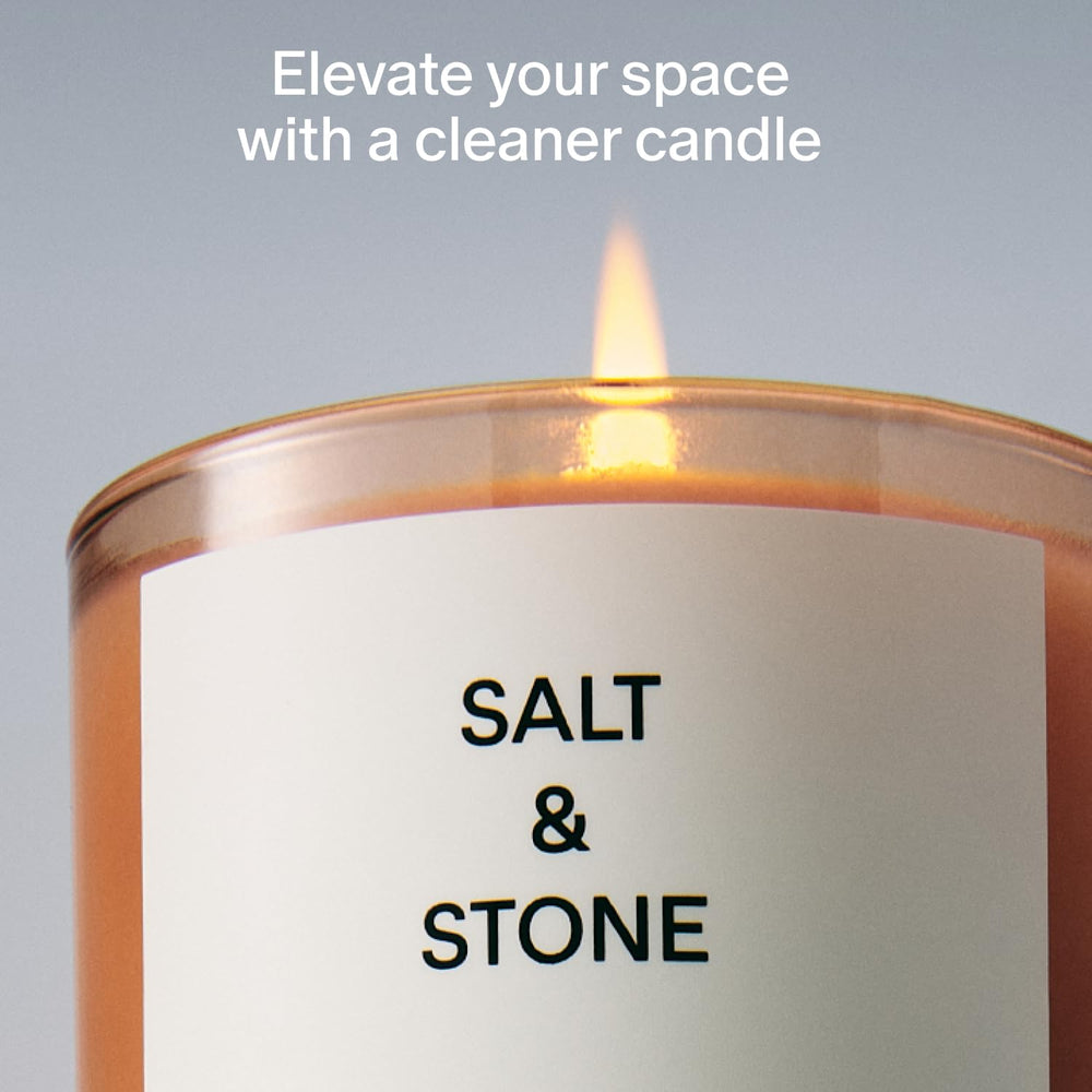 Salt & Stone bergamot-hinoki label-closeup showing craftsmanship and vibrant scent notes.