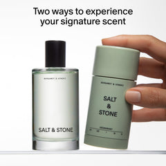 Salt and Stone Signature Scent Duo body mist bottle delivering a hydrating, sparkling bergamot-hinoki aroma.