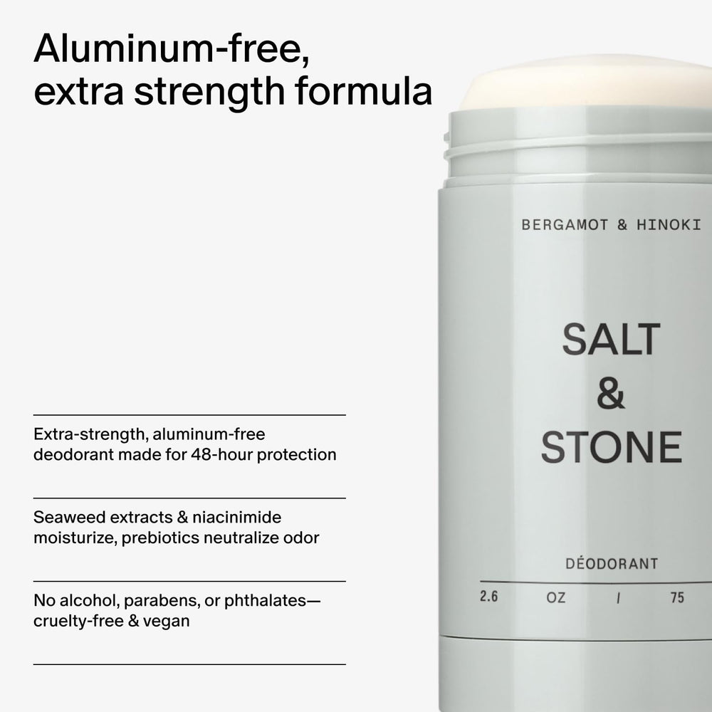 Salt and Stone label shows clean ingredients and Leaping Bunny certification.