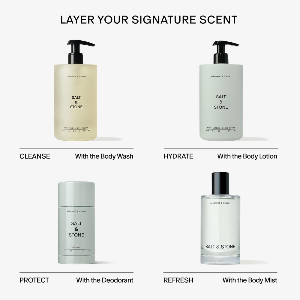 Salt & Stone after-wash skin appears soft and hydrated.