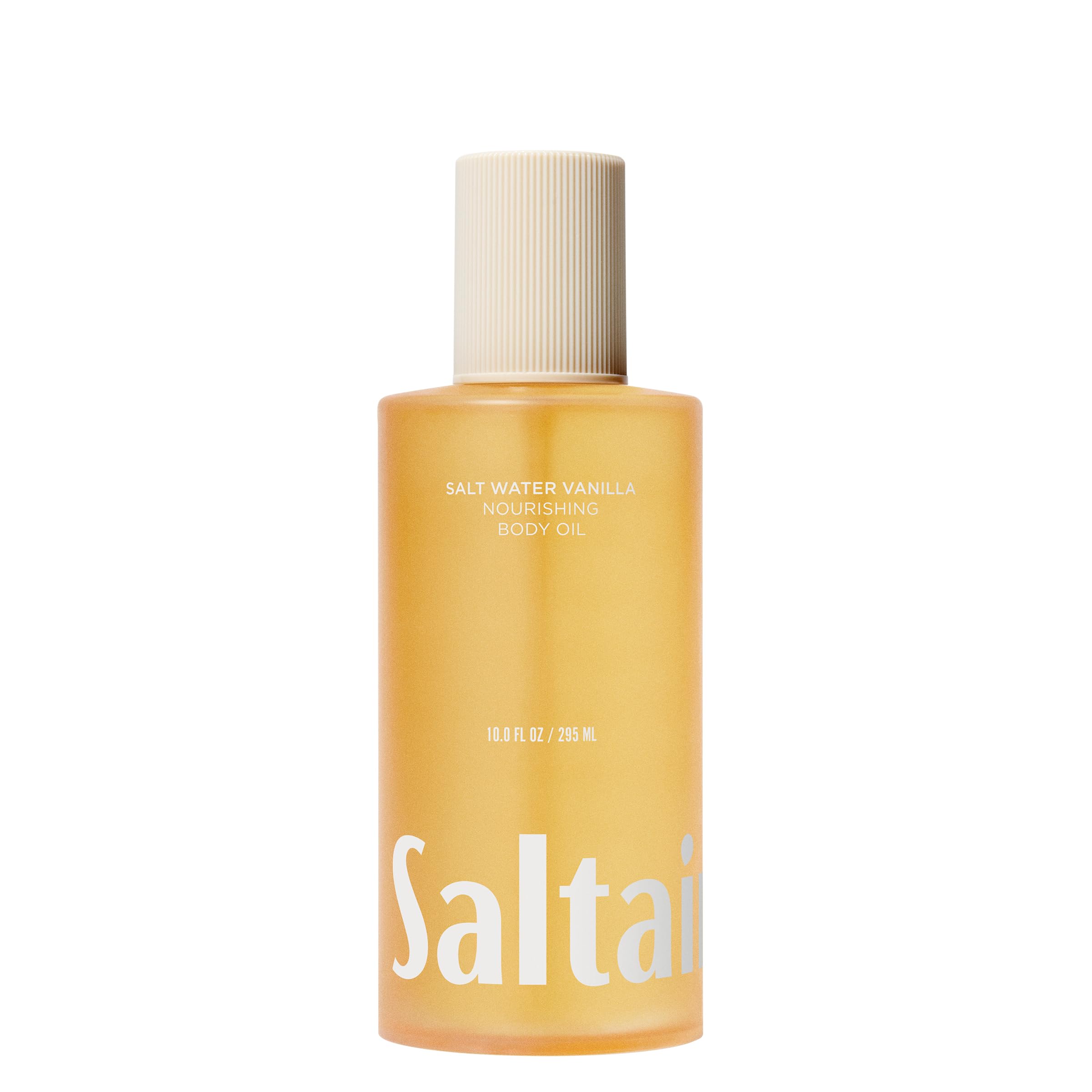 Saltair applying oil to damp skin after shower for quick absorption.
