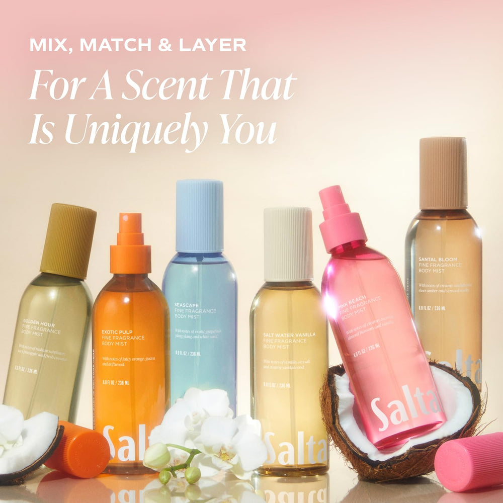 Saltair Body Mist highlighting coastal blooms for a fresh, airy aroma.