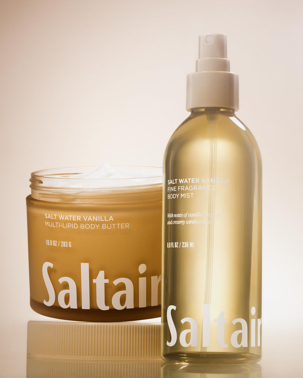 Saltair Body Mist layering with other Saltair products for customization.