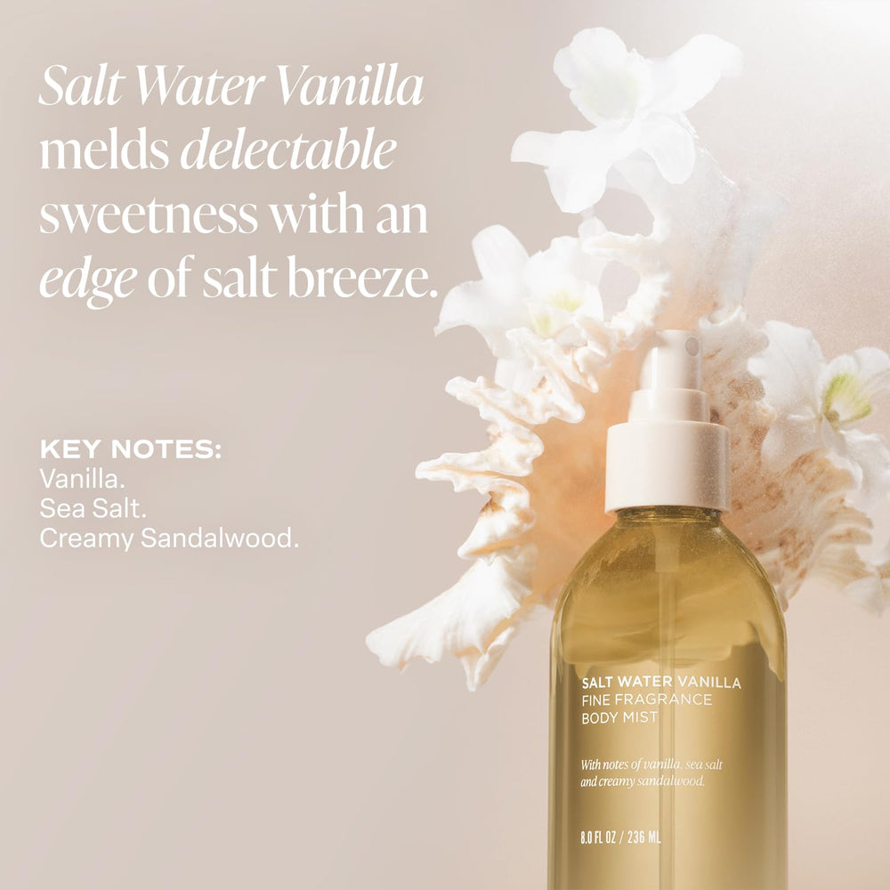 Saltair Body Mist Sandalwood and sea salt for a warm, inviting scent.