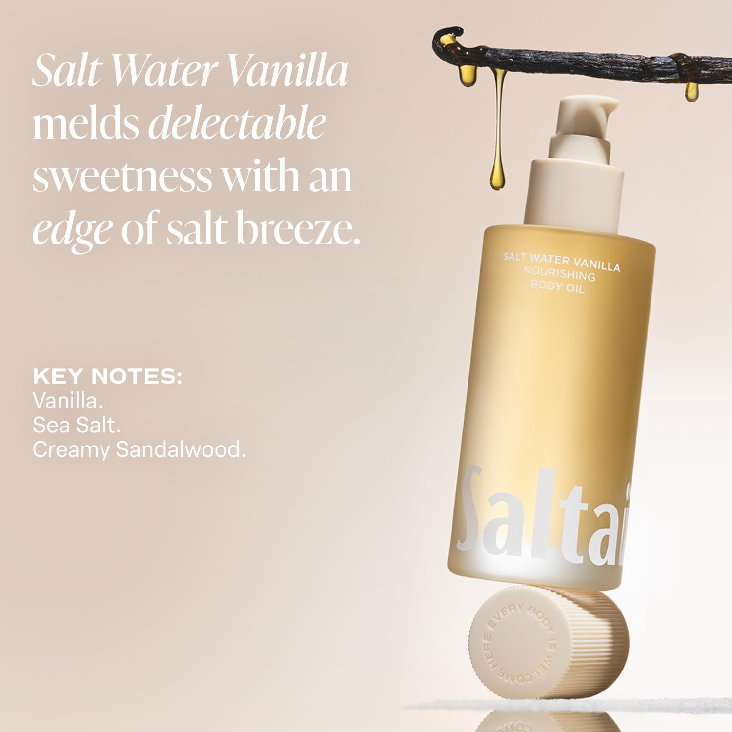 Saltair Body Oil non-greasy formula absorbs quickly for smooth, hydrated skin.
