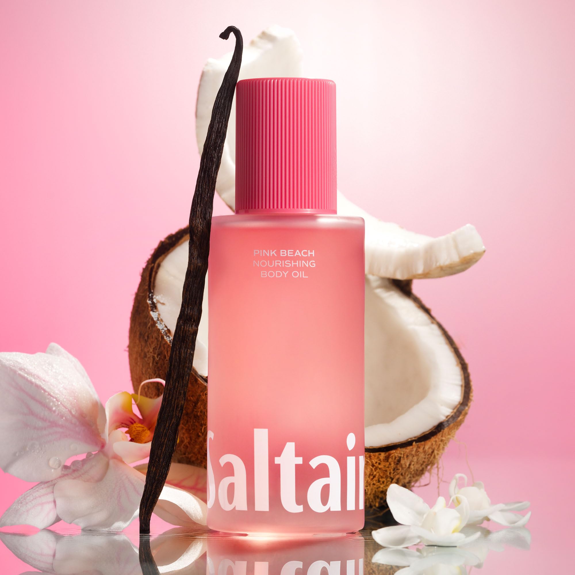 Saltair Body Oil pump application shows quick, non-greasy absorption.