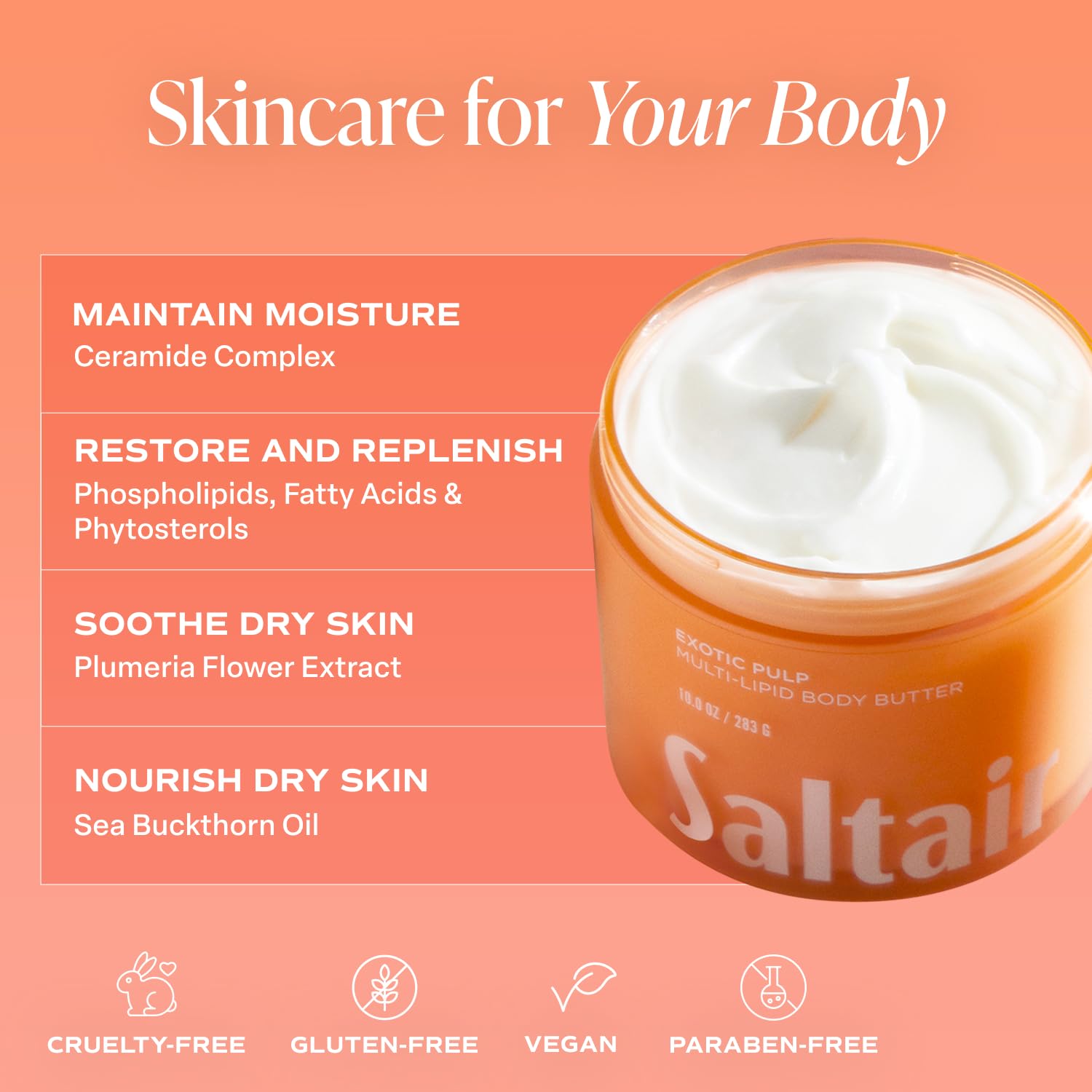 Ceramide-rich Saltair formula close-up highlighting nourishing ingredients