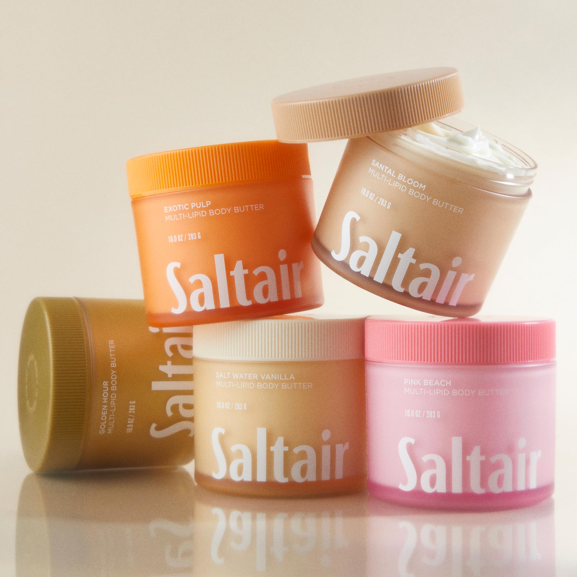 Saltair dewy skin glow after use on the forearm.