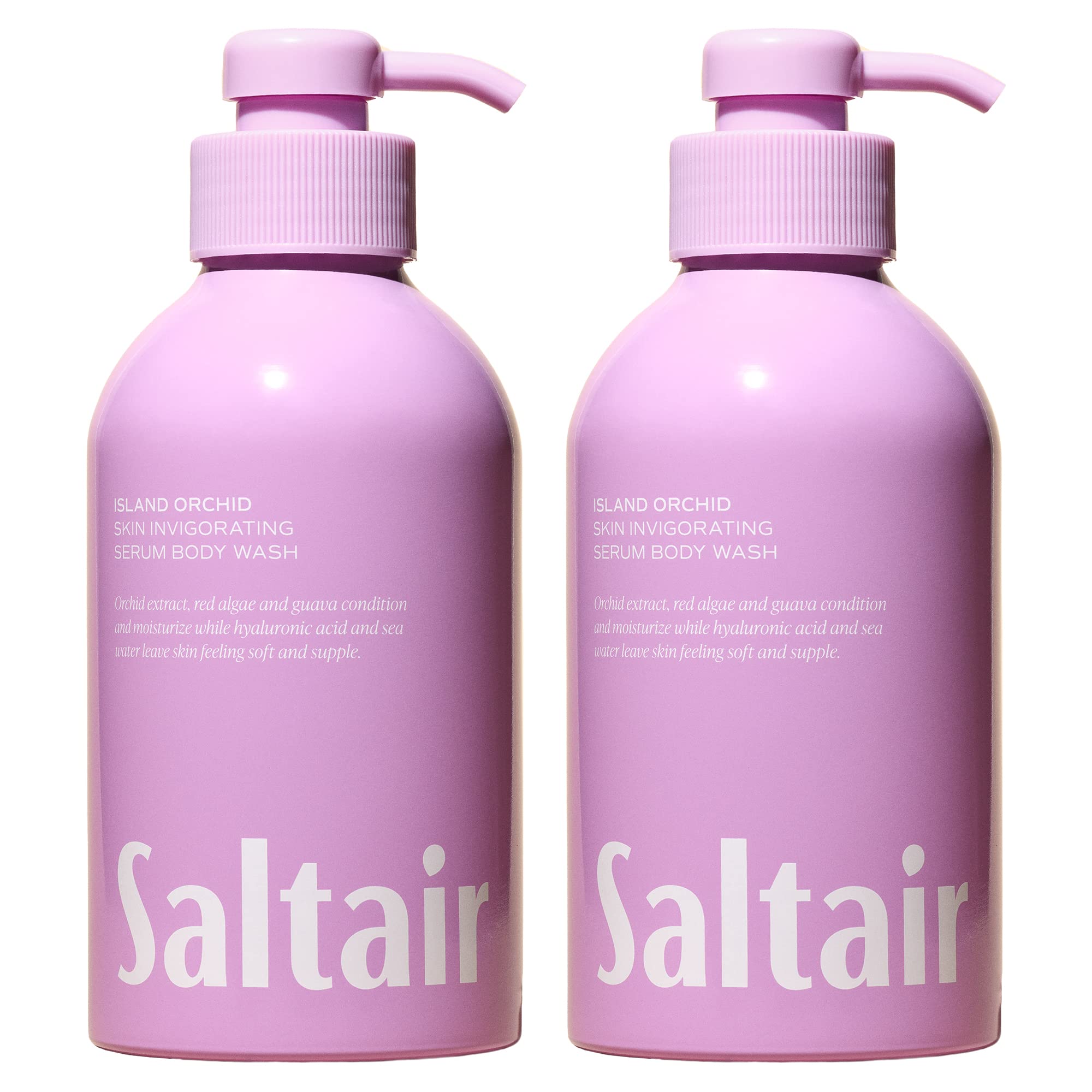 Saltair Island Orchid duo-pack bottles with dual pumps for easy lather.