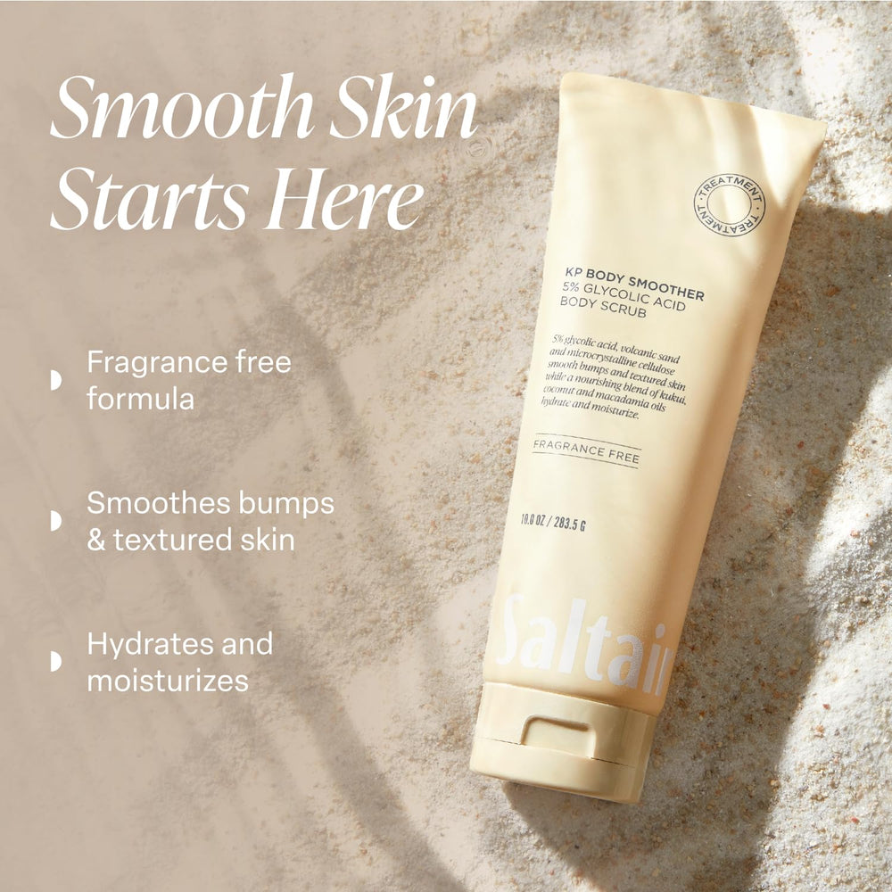 Fragrance-free Saltair KP Body Scrub label for sensitive skin.