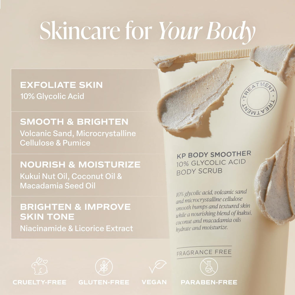 Saltair KP Body Scrub fragrance-free packaging emphasizes gentle formula.