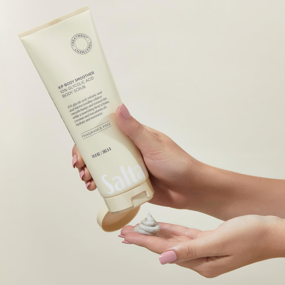 Saltair KP Body Scrub rough patches image illustrating smoothing potential.