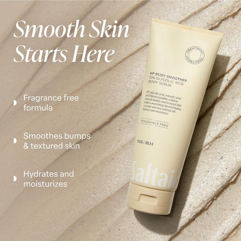 Saltair KP Body Scrub texture on skin during use for buffing.