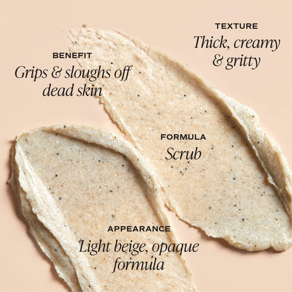 Close-up of Saltair KP Body Scrub texture with volcanic sand exfoliation.
