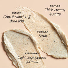 Close-up of Saltair KP Body Scrub texture with volcanic sand exfoliation.