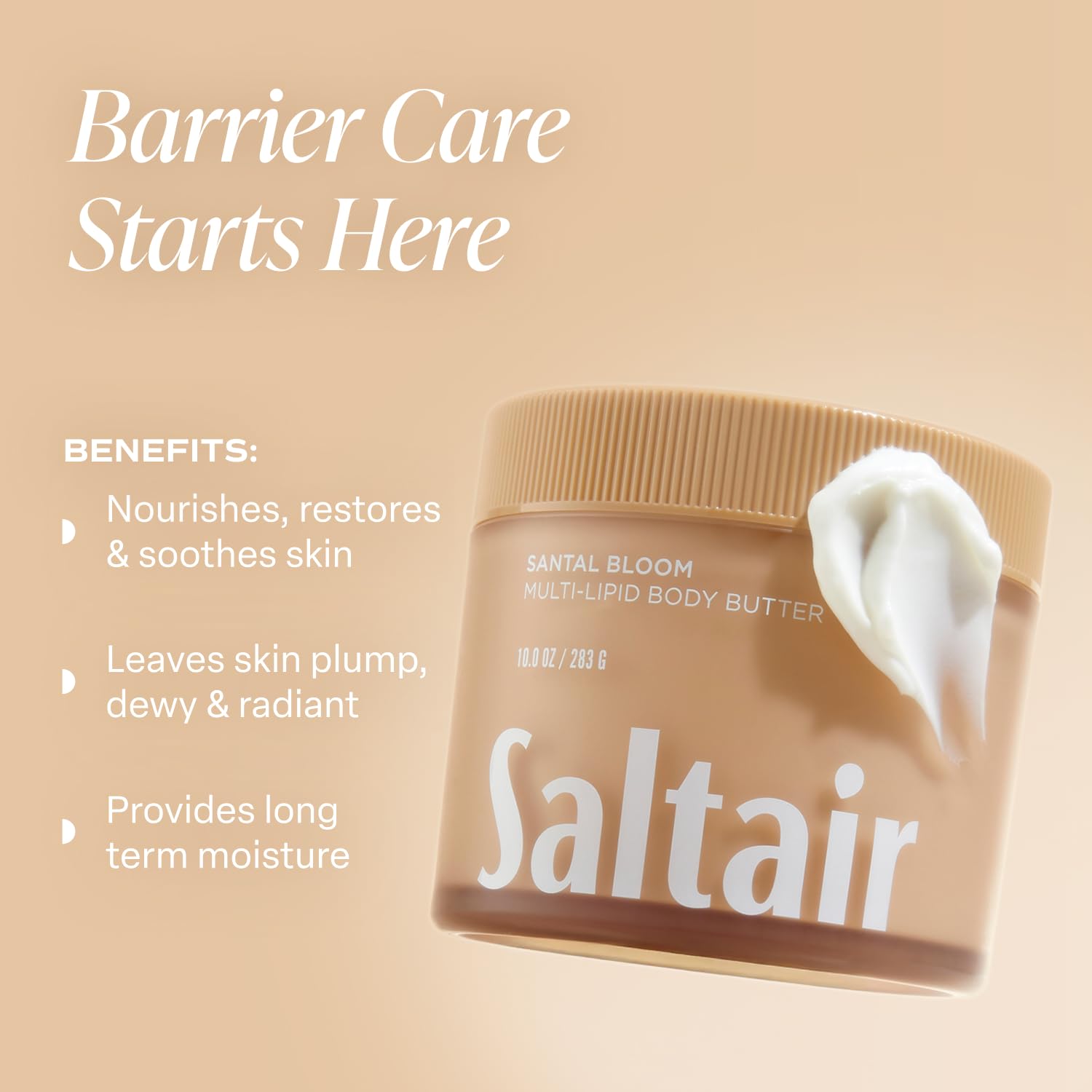Saltair Multi-Lipid Body Butter texture closeup communicates deep moisturization.