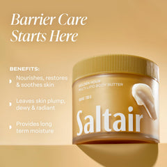 Close-up of Saltair Multi-Lipid Butter texture highlighting rich absorption.