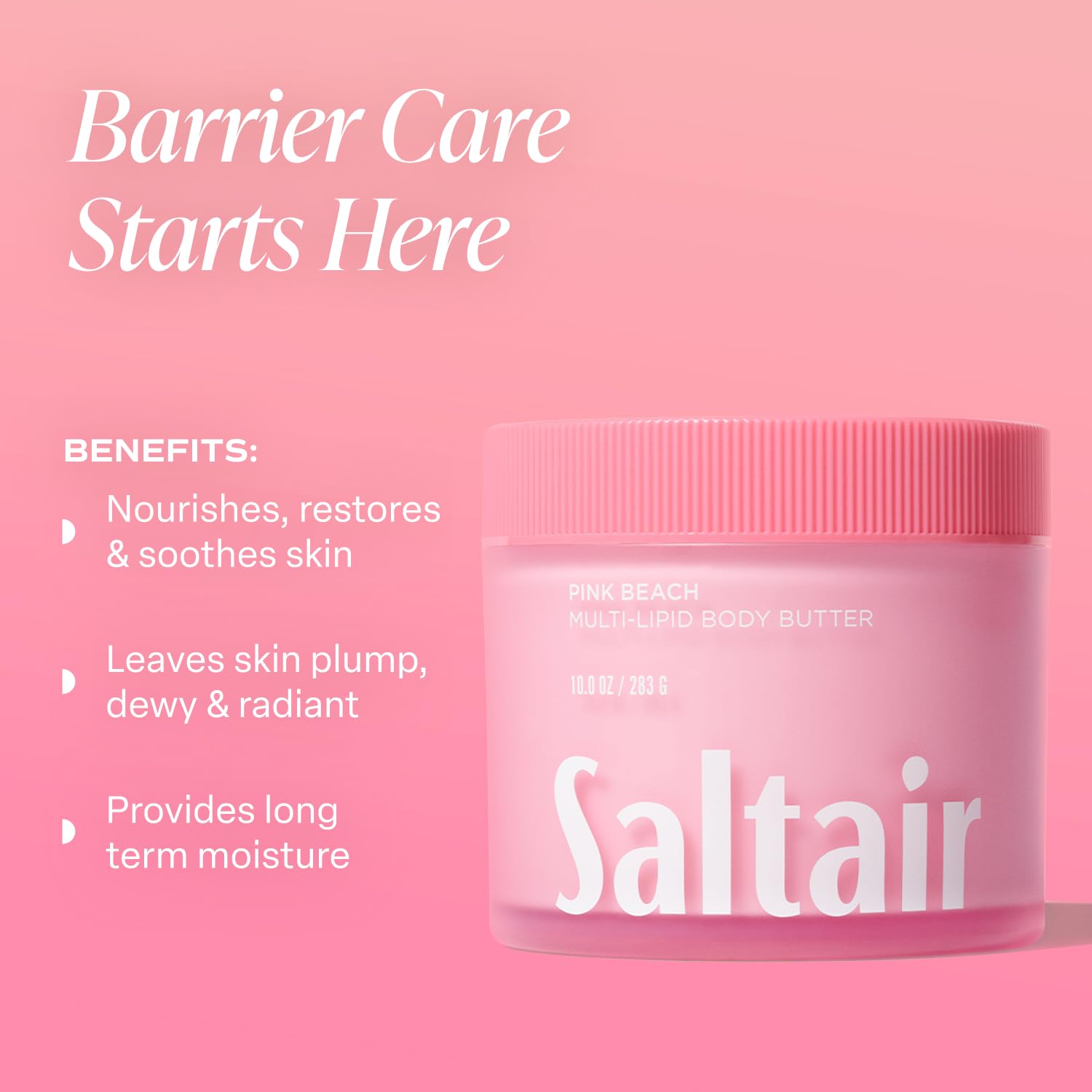Close-up of Saltair Pink Beach butter texture for quick absorption.